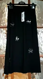 MCQ ALEXANDER MCQUEEN BLACK BEADED MIDI SKIRT UK 8 RRP £360