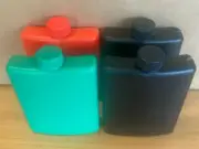 4 Pack - Multi Color - Plastic Alcohol Flask - Ships Free