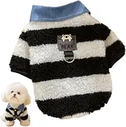 Winter Sweaters for Puppies, Winter Clothes for Dogs | Striped Shirt Collar Winter Bear for Pets,Comfortable Winter Dog Clothes for Medium Small Dogs