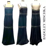 Badgley Mischka NWT Size 6 Beaded Evening Gown with Macrame Tassels $990 Retail