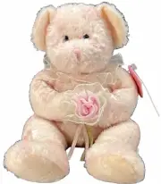 Russ Posey Bear Pink Plush Beanbag Flower Tie Dyed Bouquet New Tush & Ear Tags