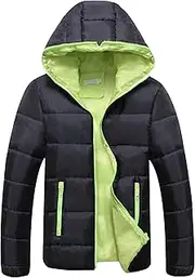 [JEShifangjiusu] Men's Regular-Fit Zipper Down Jacket Fashion Lightweight Parka Windproof Coat, Green, XXL