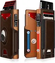 [Iitrrs] Airtag Wallet for Men, Minimalist Slim Mens Wallet Smart Pop Up Credit Card Holder for 9-13 Cards, RFID Blocking Wallet with ID Window & Cash Slot, Compact Bifold Metal Aluminum Card Case