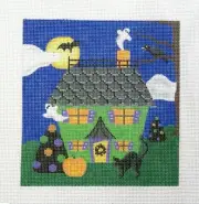 Pepperberry Designs Halloween Holiday House Handpainted Needlepoint Canvas