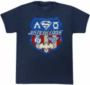 Justice League DC Comics Embroidered Logo Shield Adult T-Shirt