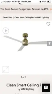 WAC Lighting Clean 3 Blades Aluminum Smart Ceiling Fan in Brass/Matte White F003