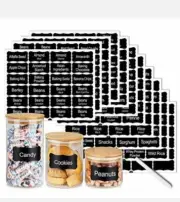 SWOMMOLY 264 Pantry Labels Set 243 preprinted and 21 Blank Labels with a Chal...