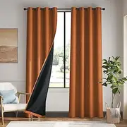 Curtain Drapes Linen Look 100% Blackout Curtains Coated Cotton Linen Fabric Natural Textured Drapes for Home Decor and Privacy