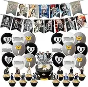 32 Pieces Big-bang Birthday Party Decoration, GD Decoration Set, Birthday Party Decorations, Happy Birthday Banner, Cake Insert, Children's Theme Party, Balloons, GD Fans