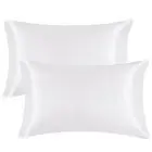 Satin Pillowcase for Hair and Skin Silk Pillowcase Set of 2 White Soft Pillow...