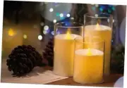 Flameless Candle – Battery-Operated Set of 3 White Acrylic Candles with Remote
