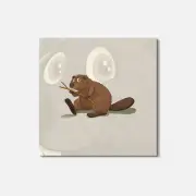Eager Beaver Animal 4'' X 4'' Square Wooden Coaster