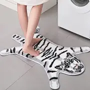 Tiger Shaped Rug Animals Bath Mat Non-Slip Bathroom Door Mat Area Rug for Home