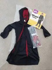 WIZARD Dress Up Costume BRAND NEW Age 4-6 Small Incls CAPE GLASSES WAND TIE