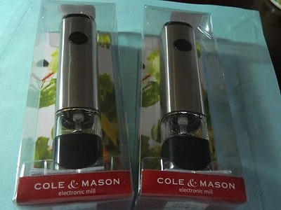 2X Cole & Mason Electronic Mill Salt Pepper Gourmet mill Best Father's Day Gift