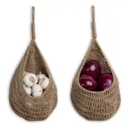 Twine Onion Basket Hanging for Pantry, Potato Onion Pantry Storage Basket