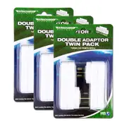 3x Ultracharge Double AC Adapter Twin L&R 4 Outlet Plug Extender (White)