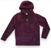 Victoria's Secret PINK Sherpa Teddy Half Zip Pullover Hoodie Wine 2018 S SOFT