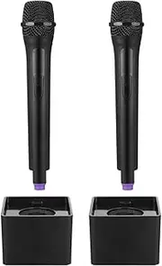 2 Pack Kids Karaoke Microphone Props Fake Simulation Toys with Stand Pretend Play Musical Instruments