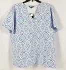 Cassandra O V-Neck Plus Size 2XL Patterned Scrub Top NWT