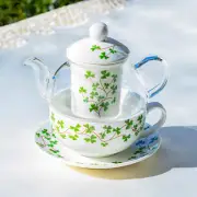 Grace Teaware Shamrock Glass Fine Porcelain Tea For One