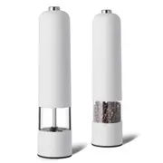 Electric Salt and Pepper Grinder, Battery Operated, Salt and Pepper Mills, Adjustable Coarseness,One Handed Operation 1 Pack (White)