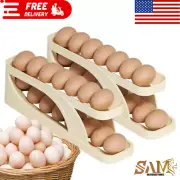 Automatic Scrolling Egg Rack Holder Box Container Eggs Basket Storage Organizer