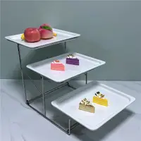 在飛比找ETMall東森購物網優惠-不銹鋼水果盤歐式雙層三層點心架面包蛋糕托盤自助餐展示架西餐廳