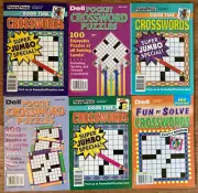 Lot of 6 Dell Penny Press Crossword Puzzle Books Pocket Good Time Fun Solve D21