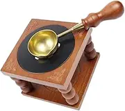 OSALADI 1 Set Wooden Wax Melting Stove Retro Lacquer Melting Furnace with Copper Spoon for DIY Sealing for Wedding Invitations Letters Space Saving Design Present for