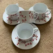 Bridget Dobson Climbing Creeper Set of 4 Cups & 3 Saucers **NEW**
