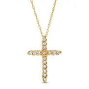 0.25 CT. T.W. Natural Diamond Spiral Cross Pendant in 10K Yellow Gold