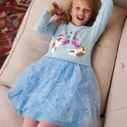 Mini Boden GUINEA PIG Dress Tulle Sweatshirt Top Blue NWT New 5-6
