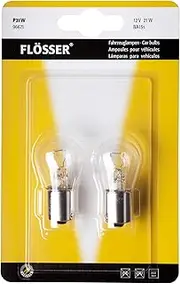 Flosser Incandescent BA15S 1156 P21W 21W 96671 Warm White Reverse Back Up Turn Signal Brake Stop DRL Light Bulbs Replacement (Pack of 2) Made in Germany