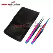 2 Pcs Pack Multi Color 3D Eyelash Extension Tweezers A Type Str + X Type