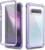 Dexnor Compatible with Samsung Galaxy S10 Case 360 Full Body Protection Cover Shockproof Bumper, Crystal Clear Anti-Scratch Clear Ultra-Thin Back Panel, with Built-in Screen Protector - Purple