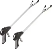 Vive Suction Cup Grabber Reacher 32" (2 Pack) - Elderly Grab Black Metallic