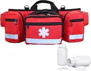 Aid Kit Waist Bag - First Aids Bags, Empty Medical Pouches | Reflective Strips Design Zippered Utility Packs Waists Pouch, Red Spacious Tactiical Emt Pouch for Ball Games, Camping, Travel Outdoor