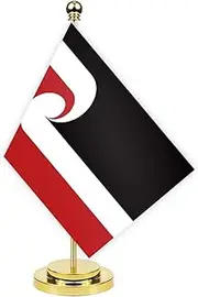 Maori Desk Flag,12 inch Tall Small Maori Indoor Banner,Tiny Printing Decor For Office Home Table Meeting With Golden Metal Pole Base