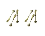2x 3pc LVD Brass Cheese/Butter/Jam Spreaders Shell Handle Cutlery 14x3cm Gold