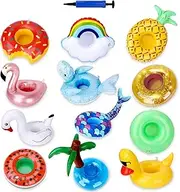 Green Vivid Inflatable Drink Holder 12 Pack,Pool Drink Holder Floats for Parties and Kids Water Fun Toys,Drink Floats for Pool[Newest Type Mermaid&Whale]