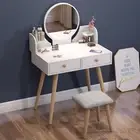 Princess Dresser Vanity Table with Mirror, Stool & Storage Drawers (White)