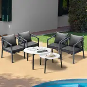 Livsip 6PC Outdoor Patio Lounge Set Furniture White 50/70cm Coffee Table Set