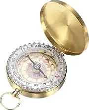 uxcell Camping Survival Compass [1PCS] - Copper Clamshell Classic Pocket Style Glow in The Dark Orienteering Compass- [Copper Tone] Outdoor Navigation Tool