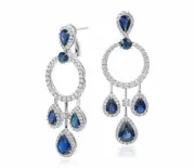 Amazing One-Of-A-Kind Vibrant Blue Lab Created Sapphires Princess Fine Earrings