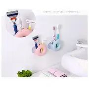 (Blue)Bathroom Wall Mount Strong Suction Cup Toothbrush Holder Organizer 4 Ho US