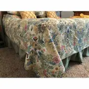 BEAUTIFUL CHIC COUNTRY BLUE TEAL AQUA GREEN PINK TAUPE TROPICAL LEAF QUILT SET