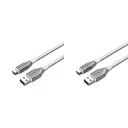 2PK Cygnett Armoured USB-C to USB-A Charger & Data Sync Transfer Cable 1M White