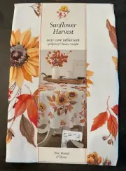 BENSON MILLS Sunflower Harvest Fall Easy Care Tablecloth Round 70 Inches