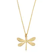 14K Yellow Gold Dragonfly Pendant Necklace, 18"